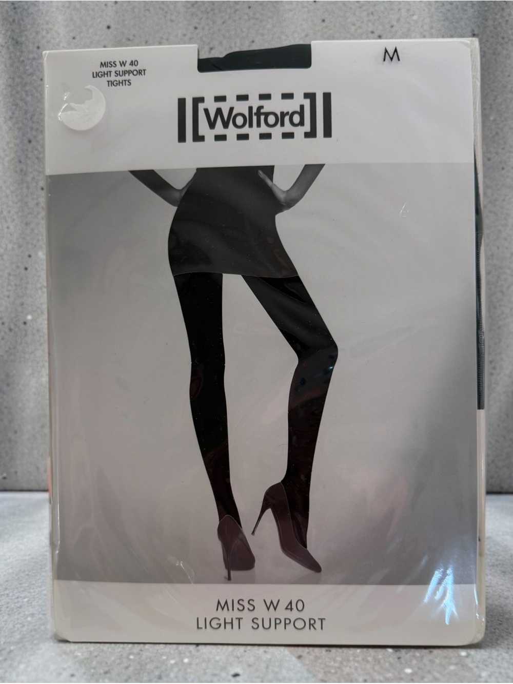 New! WOLFORD Black MISS W 40 LIGHT SUPPORT TIGHTS Size MEDIUM